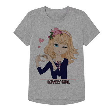 تیشرت دخترانه مدل Lovely Girl کد TJ02