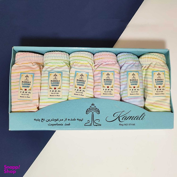 شورت زنانه کمالی مدل راه راه رنگی کد k020 بسته 6 عددی
