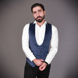 جلیقه مردانه مدل مخمل چهارخانه رنگ سرمه ای
