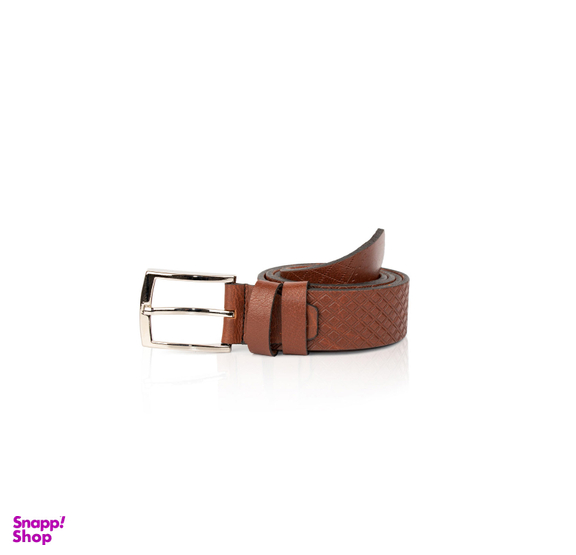 کمربند زبانه دار کروکو (Croco) مدل لوزی تک لا رنگ عسلی