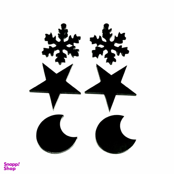 گوشواره زنانه مدل ماه و ستاره و برف مجموعهی سه عددی