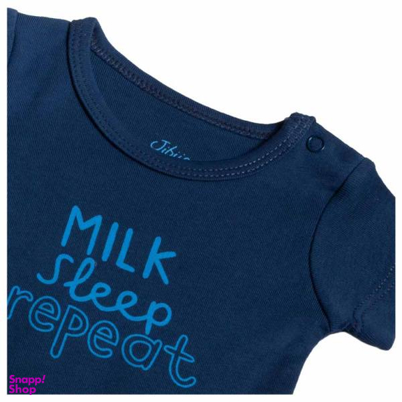 بادی آستین کوتاه نوزادی جی بی جو (Jibijo) مدل Milk Sleep کد 70074B