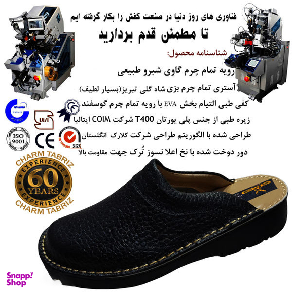 صندل مردانه چرم تبریز (Charm Tabriz) مدل فریدون رنگ مشکی