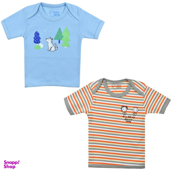 تیشرت آستین کوتاه نوزادی اسپیکو (Spico) کد 300 -4 بسته دو عددی