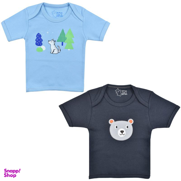 تیشرت آستین کوتاه نوزادی اسپیکو (Spico) کد 300 -3 بسته دو عددی