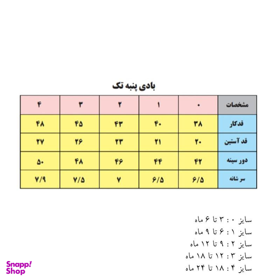 بادی آستین کوتاه نوزادی نیروان (Nirvaan) مدل 104 -3