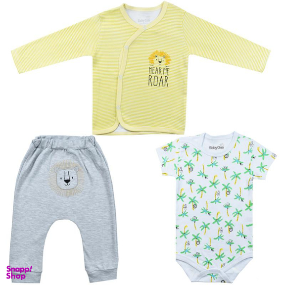 ست 3 تکه لباس نوزادی بی بی وان (Baby One) مدل شیر