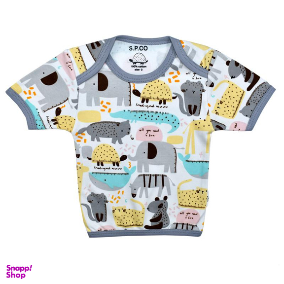 تیشرت آستین کوتاه نوزادی اسپیکو (Spico) کد 301 -5 بسته دو عددی