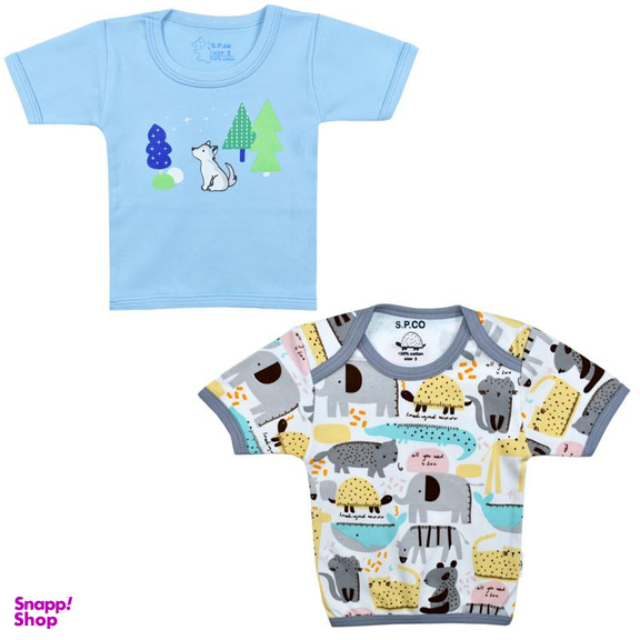 تیشرت آستین کوتاه نوزادی اسپیکو (Spico) کد 301 -5 بسته دو عددی