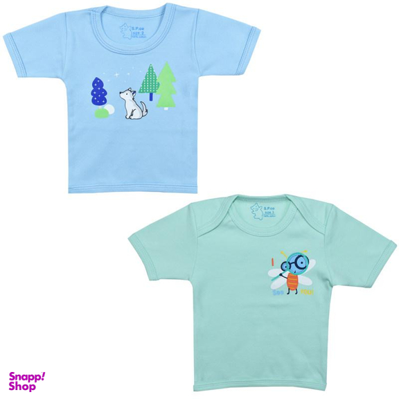 تیشرت آستین کوتاه نوزادی اسپیکو (Spico) کد 301 -4 بسته دو عددی