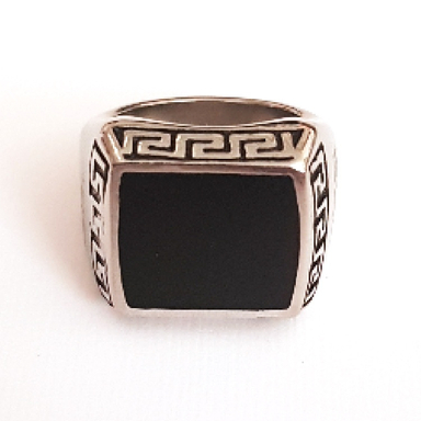 انگشتر مردانه مدل عقیق ساده کد 01 رنگ نقره ای