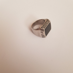 انگشتر مردانه مدل عقیق ساده کد 01 رنگ نقره‌ ای