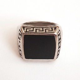 انگشتر مردانه مدل اونیکس مربع رنگ نقره‌ ای