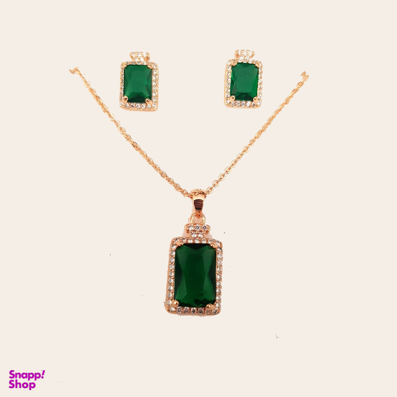 نیم ست زنانه وای اس ایکس (YSX) مدل سواروسکی سبز طلایی