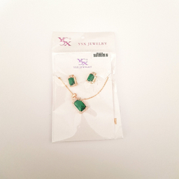 نیم ست زنانه وای اس ایکس (YSX) مدل سواروسکی سبز طلایی