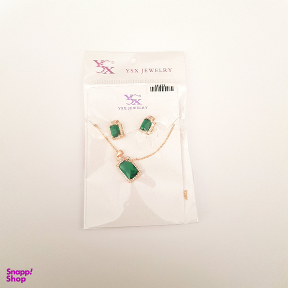 نیم ست زنانه وای اس ایکس (YSX) مدل سواروسکی سبز طلایی