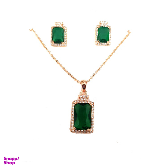 نیم ست زنانه وای اس ایکس (YSX) مدل سواروسکی سبز طلایی