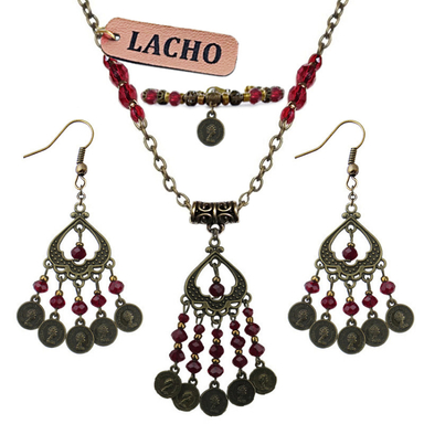 نیم ست زنانه لاچو (Lacho) طرح سکه برنز کد SE-3