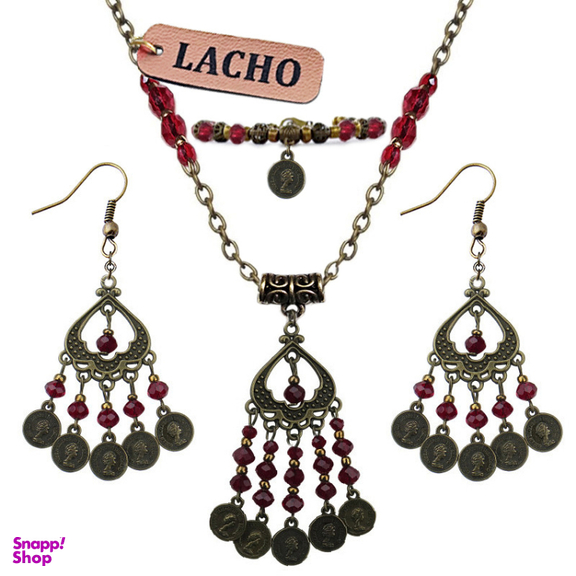 نیم ست زنانه لاچو (Lacho) طرح سکه برنز کد SE-3