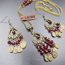 نیم ست زنانه لاچو (Lacho) طرح سکه برنز کد SE-3