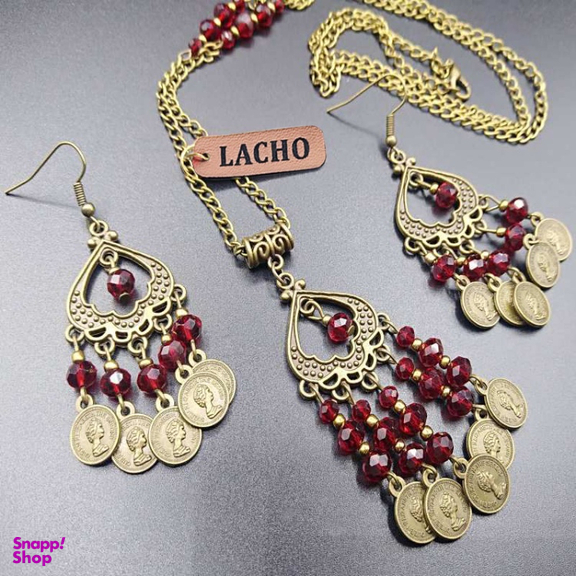 نیم ست زنانه لاچو (Lacho) طرح سکه برنز کد SE-3