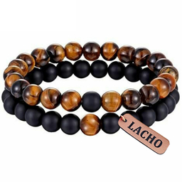 دستبند زنانه لاچو (Lacho) مدل چشم ببر کد N-G22 مجموعه 2 عددی