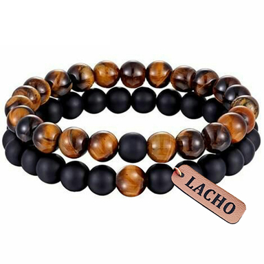 دستبند زنانه لاچو (Lacho) مدل چشم ببر کد N-G22 مجموعه 2 عددی