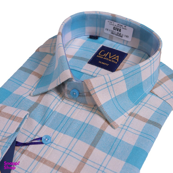 پیراهن مردانه طرح چهارخانه کد 5124 رنگ آبی روشن