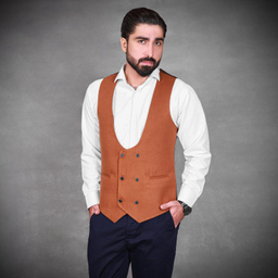 جلیقه مردانه مدل فوتر SET رنگ قهوه ای شتری