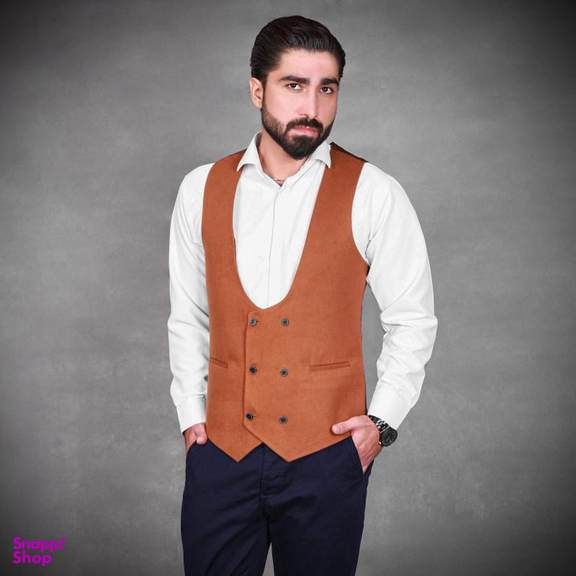 جلیقه مردانه مدل فوتر SET رنگ قهوه ای شتری