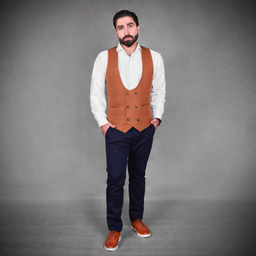 جلیقه مردانه مدل فوتر SET رنگ قهوه ای شتری