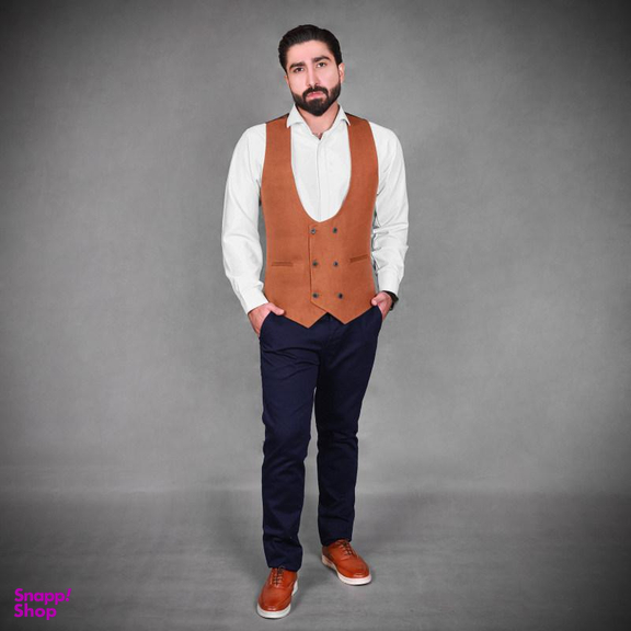 جلیقه مردانه مدل فوتر SET رنگ قهوه ای شتری