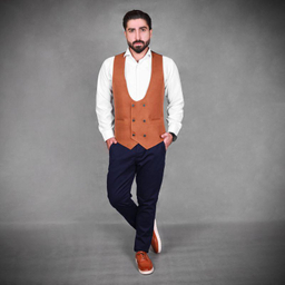 جلیقه مردانه مدل فوتر SET رنگ قهوه ای شتری