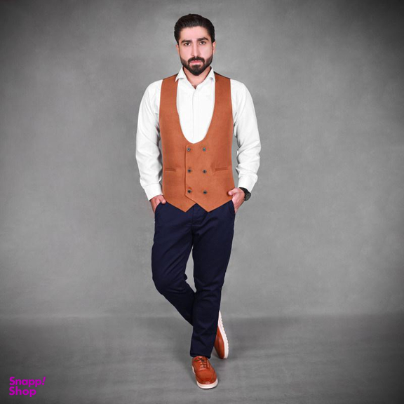 جلیقه مردانه مدل فوتر SET رنگ قهوه ای شتری