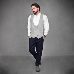 جلیقه مردانه مدل فوتر SET رنگ طوسی