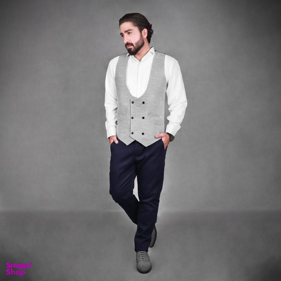 جلیقه مردانه مدل فوتر SET رنگ طوسی