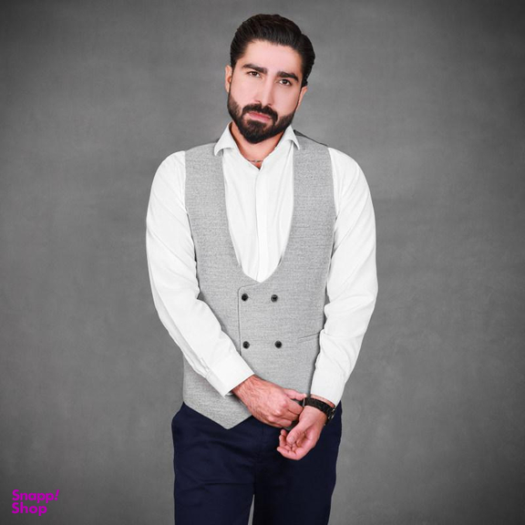 جلیقه مردانه مدل فوتر SET رنگ طوسی