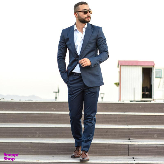 کت و شلوار مردانه مدل Reyzn رنگ سرمه ای