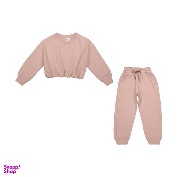 ست سویشرت و شلوار دخترانه جی بی جو (Jibijo) مدل کراپ کد 671 صورتی چرک