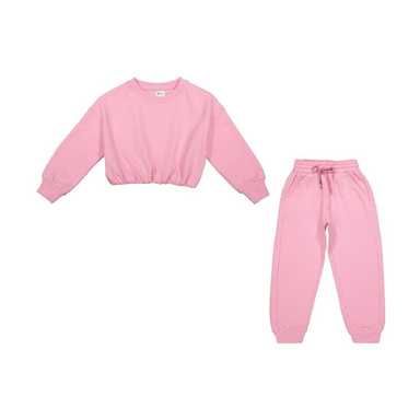ست سویشرت و شلوار دخترانه جی بی جو (Jibijo) مدل کراپ کد 671 صورتی