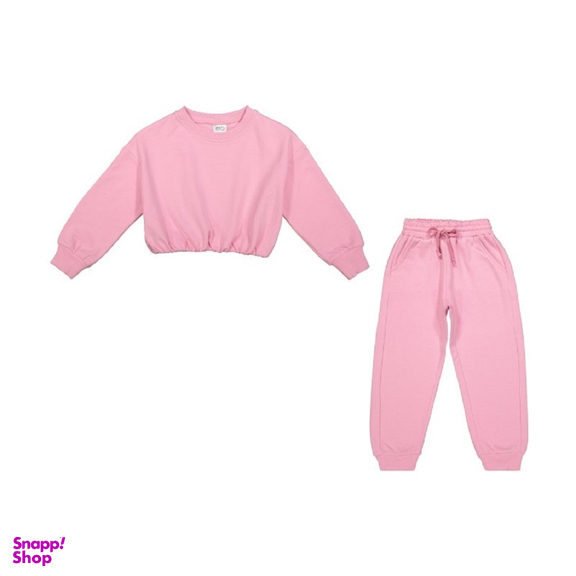 ست سویشرت و شلوار دخترانه جی بی جو (Jibijo) مدل کراپ کد 671 صورتی