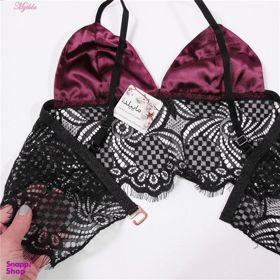 لباس خواب زنانه ماییلدا (Mayilda) مدل ساتن کد 3684-421 رنگ زرشکی