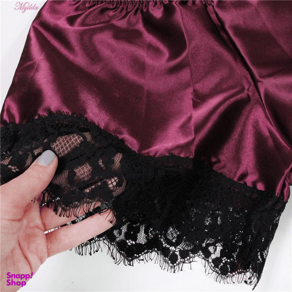 لباس خواب زنانه ماییلدا (Mayilda) مدل ساتن کد 3684-421 رنگ زرشکی