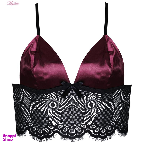 لباس خواب زنانه ماییلدا (Mayilda) مدل ساتن کد 3684-421 رنگ زرشکی