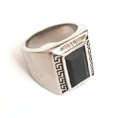 انگشتر مردانه مدل عقیق ساده کد 02 رنگ نقره ای