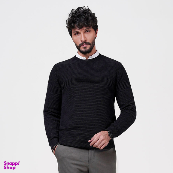 بافت یقه گرد مردانه جی تی هوگرو (GT Hugero) کد 10087 رنگ مشکی