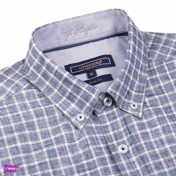 پیراهن آستین کوتاه مردانه جی تی هوگرو (GT Hugero) کد 10126 رنگ طوسی تیره