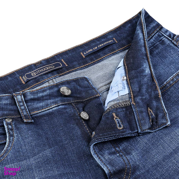 شلوار جین اسکینی مردانه جی تی هوگرو (GT Hugero) کد 10203 رنگ آبی تیره