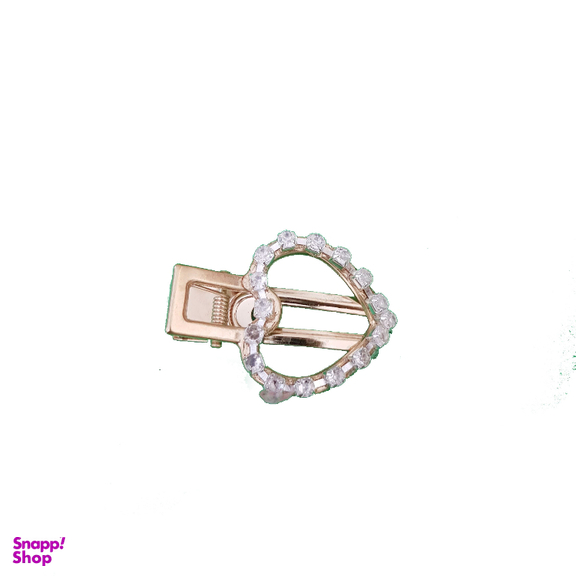 گیره دخترانه مدل قلب نگین دار رنگ طلایی