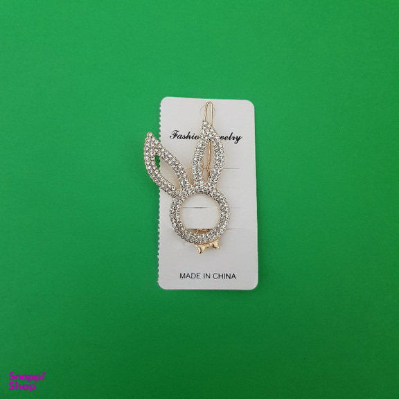 گیره دخترانه مدل خرگوش نگین دار رنگ طلایی